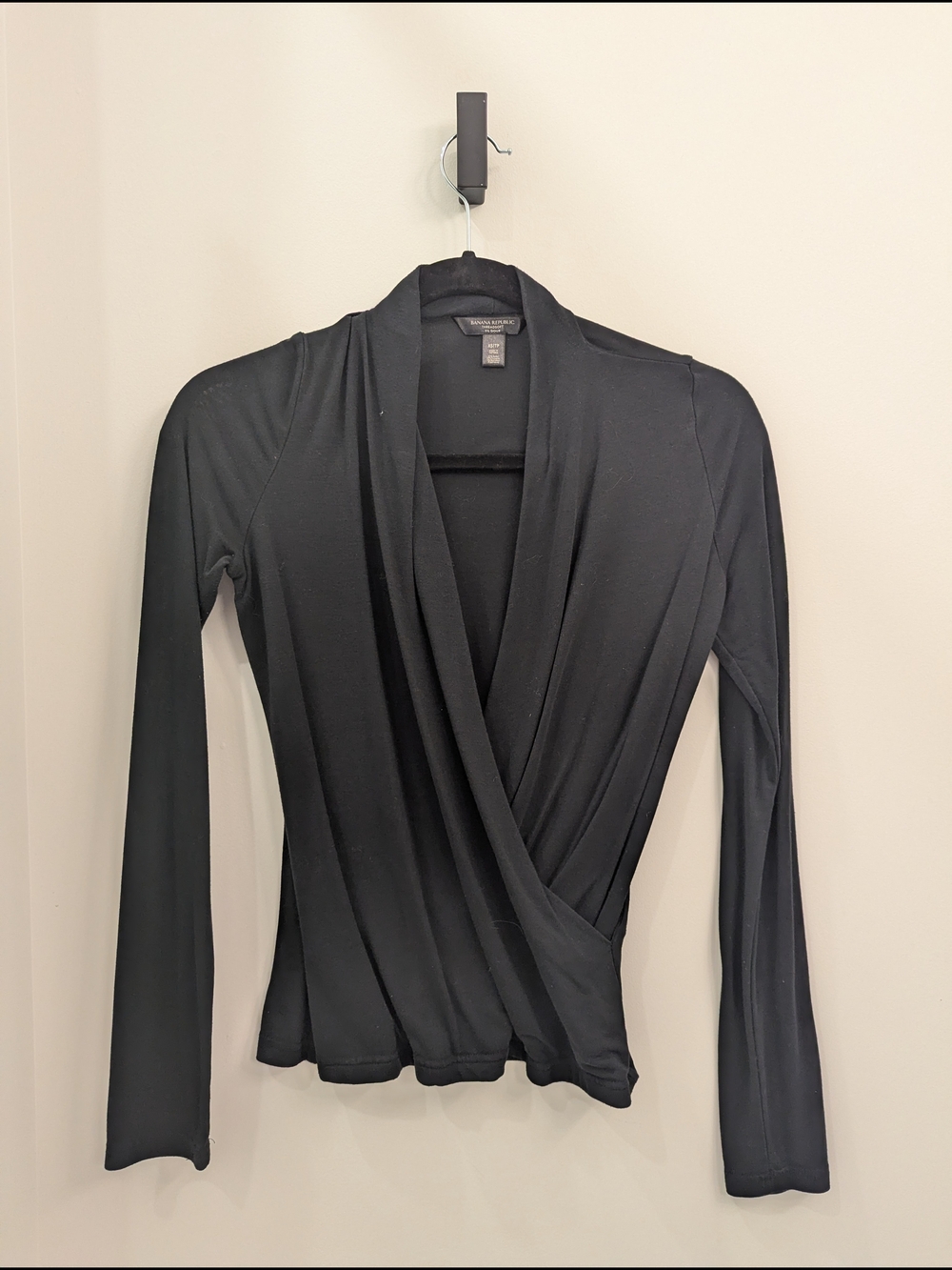 Banana Republic Black Wrap-Style Long Sleeve Top